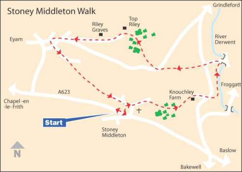 Eyam and Stoney Middleton Walk Map