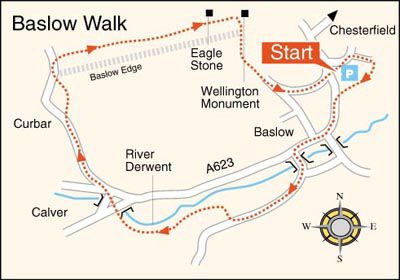 Baslow Edge Walk Map: