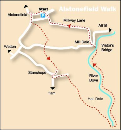 Alstonefield and Milldale Walk Map
