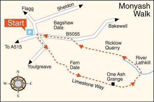 Monyash and Lathkill Dale Walk Map