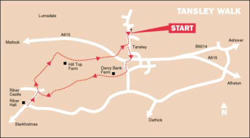 Tansley and Riber Castle Walk Map
