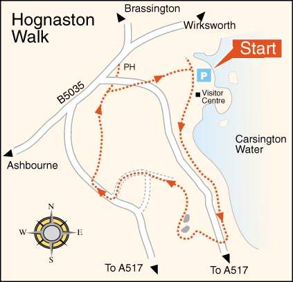 Hognaston and Carsington Water Walk Map