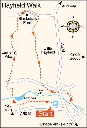 Hayfield and Lantern Pike Walk Map