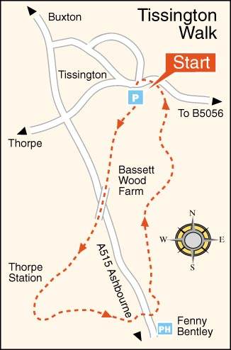 Tissington & Fenny Bentley Walk Map