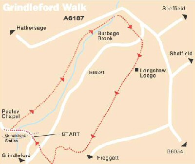 Grindleford and Padley Gorge Walk Map